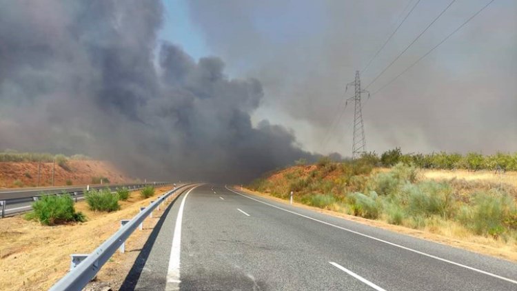 Un incendio en el barrio de Azucaica de Toledo obliga a cortar la carretera TO-22