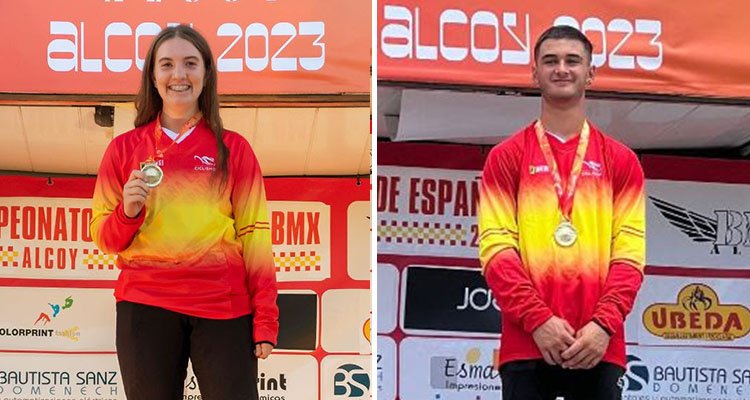 Los talaveranos Zaira Vargas y Ángel Heras, campeones de España de BMX