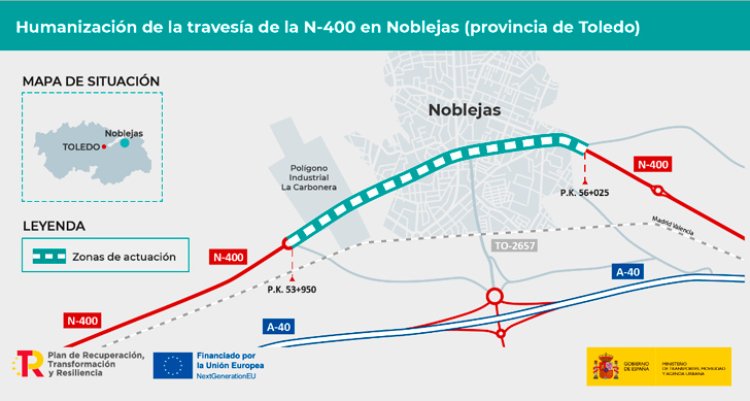 El Mitma adjudica las obras de humanización de la travesía de la carretera N-400 en Noblejas