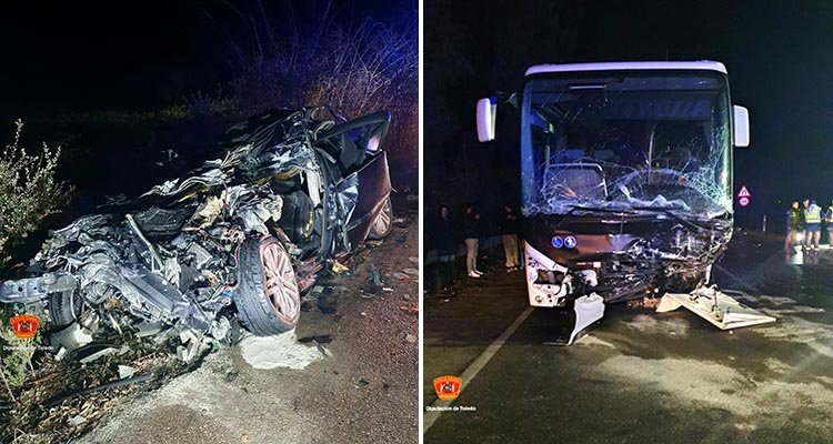 Un muerto y 17 heridos tras chocar un turismo con un autobús en Talavera