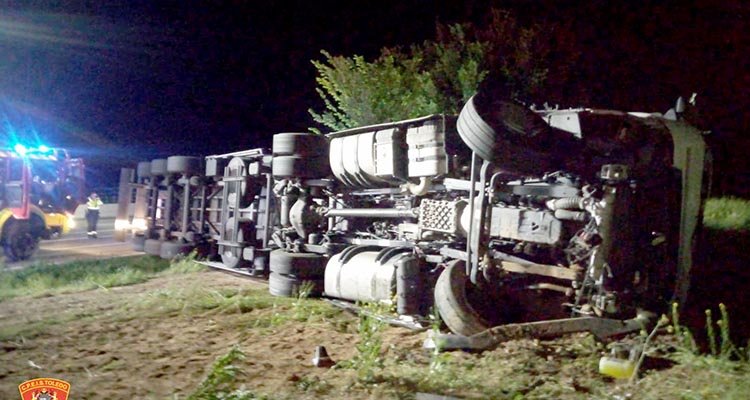 Accidente mortal en Ocaña tras volcar un camión de la autovía A-4