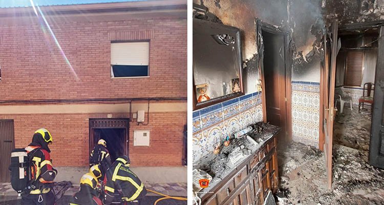 Una mujer de 78 años, afectada por inhalación de humo al incendiarse su casa