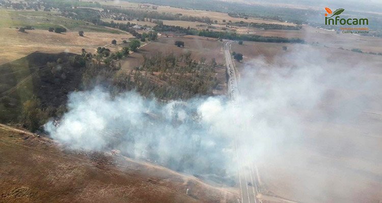 Un incendio en Escalona dificulta la visibilidad en la N-403