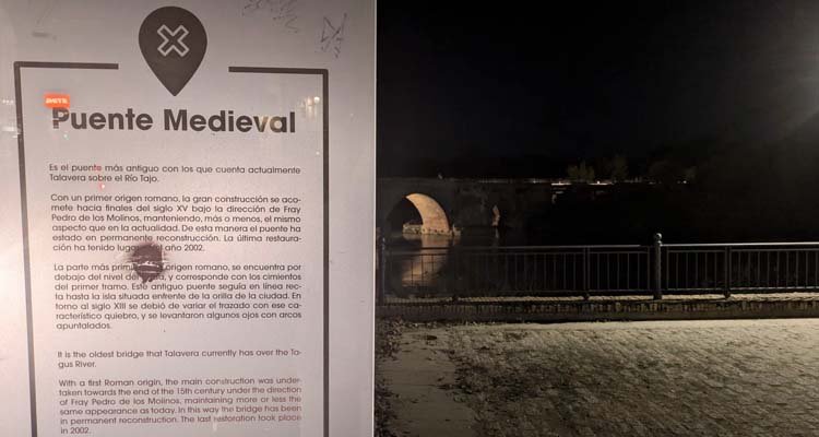 Exigen el arreglo de la iluminación ornamental del Puente Viejo de Talavera