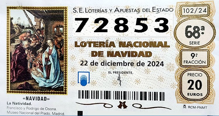 El 72.853, segundo quinto de la Lotería de Navidad, vendido en Cuenca, Ciudad Real y Albacete